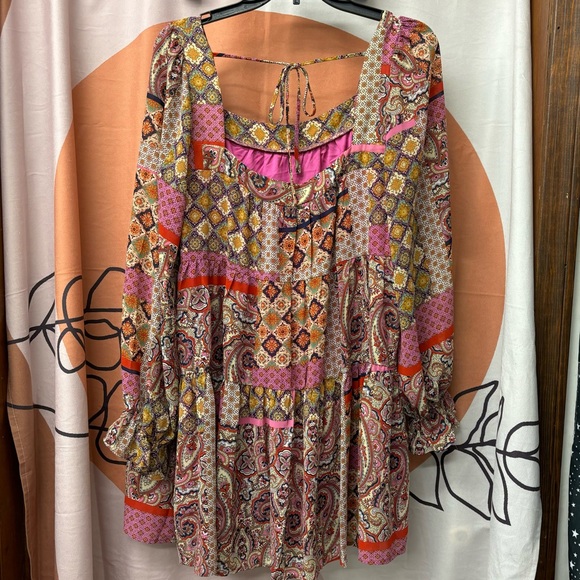 Boho Aakaa dress with patchwork design, size large - Picture 2 of 10